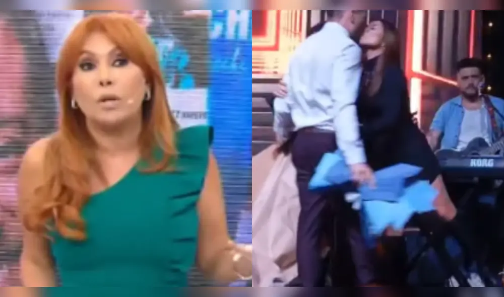 Magaly Medina califica como 'desplante' el beso entre Julián Zucchi y Priscila Mateo en su show. Foto: Composición LR / Captura ATV Magaly Medina califica como 'desplante' el beso entre Julián Zucchi y Priscila Mateo en su show. Foto: Composición LR / Captura ATV