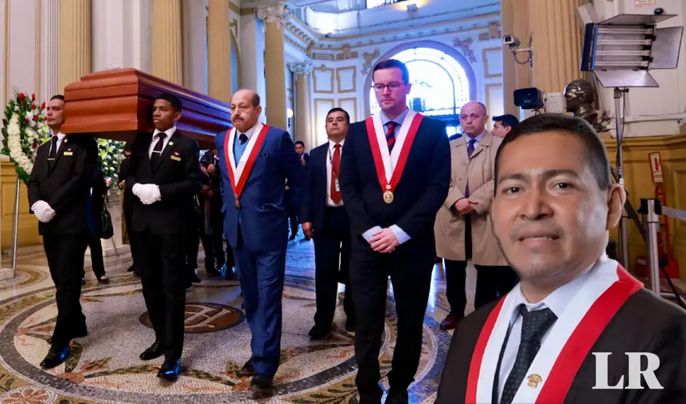 La presidenta Dina Boluarte envió un arreglo floral para que sea colocado durante el homenaje a Hitler Saavedra. Foto: composición LR