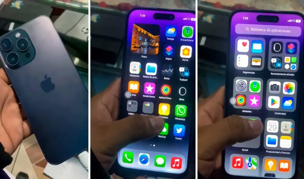 La presencia de Play Store reveló que el iPhone es una imitación. Foto: captura de TikTok/@fernando_d6