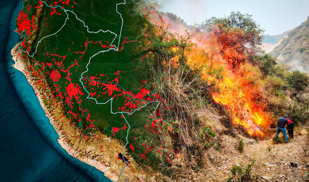 Los incendios forestales en el Perú han provocado la muerte de 16 personas. Foto: composición de Gerson Cardoso/La República/Andina/NASA