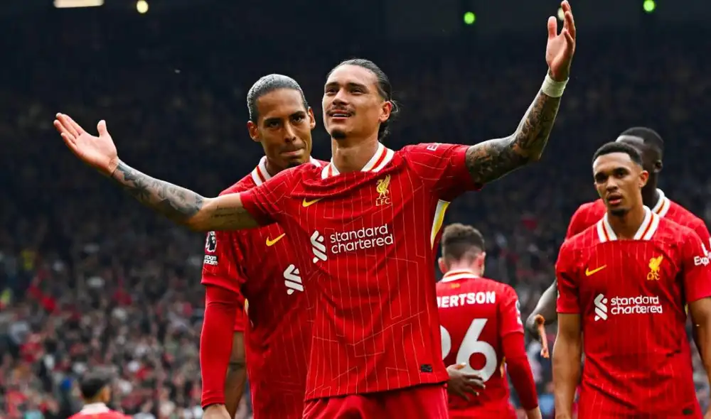 Darwin Núñez convirtió en la goleada del Liverpool sobre Bournemouth. Foto: AFP Darwin Núñez convirtió en la goleada del Liverpool sobre Bournemouth. Foto: AFP