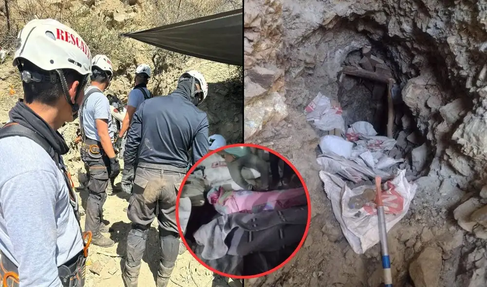 Rescate de dos cuerpos atrapados en derrumbe de mina en Huancavelica. Foto: difusión/LR