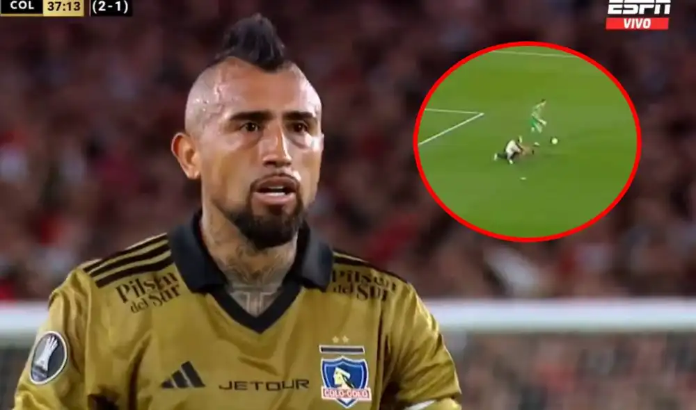 Arturo Vidal arrancó como titular en el partido de vuelta entre Colo-Colo y River Plate. Foto: captura/ESPN