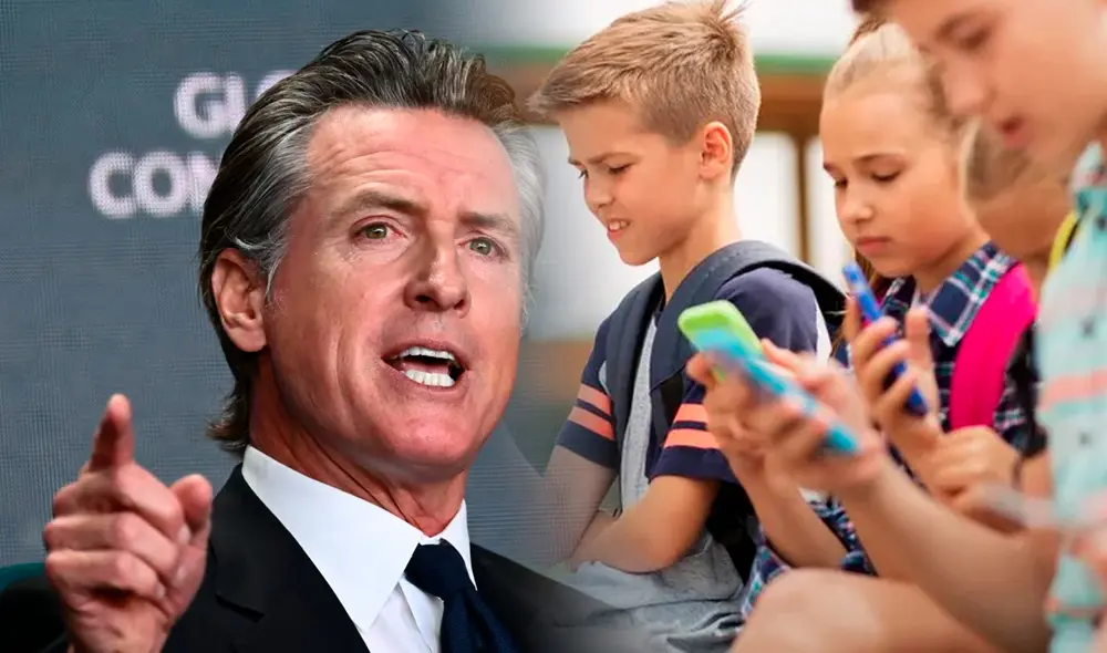Gavin Newsom aprueba una nueva ley que busca la protección de la salud mental de los niños. Foto: composición LR/USA/AFP.