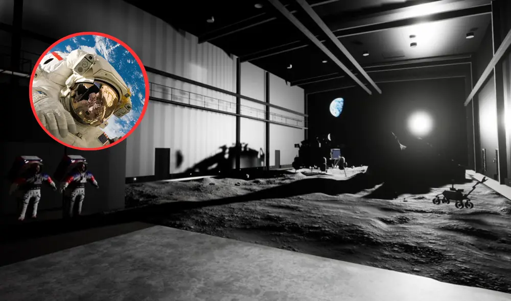 Simulación de una caminata lunar. Foto: composición La República Simulación de una caminata lunar. Foto: composición La República