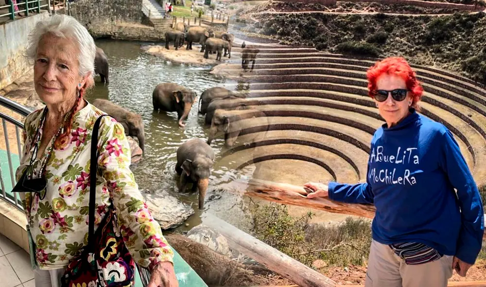 Kandy, la abuelita mochilera e influencer de 89 años viajo varias veces a Perú. Foto: composición LR