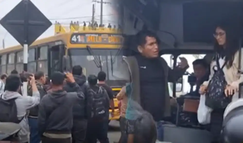Un grupo de huelguistas bloqueó un bus en Puente Piedra, obligando al conductor a acatar la huelga en símbolo de apoyo. Foto: composición LR/captura de Tiktok