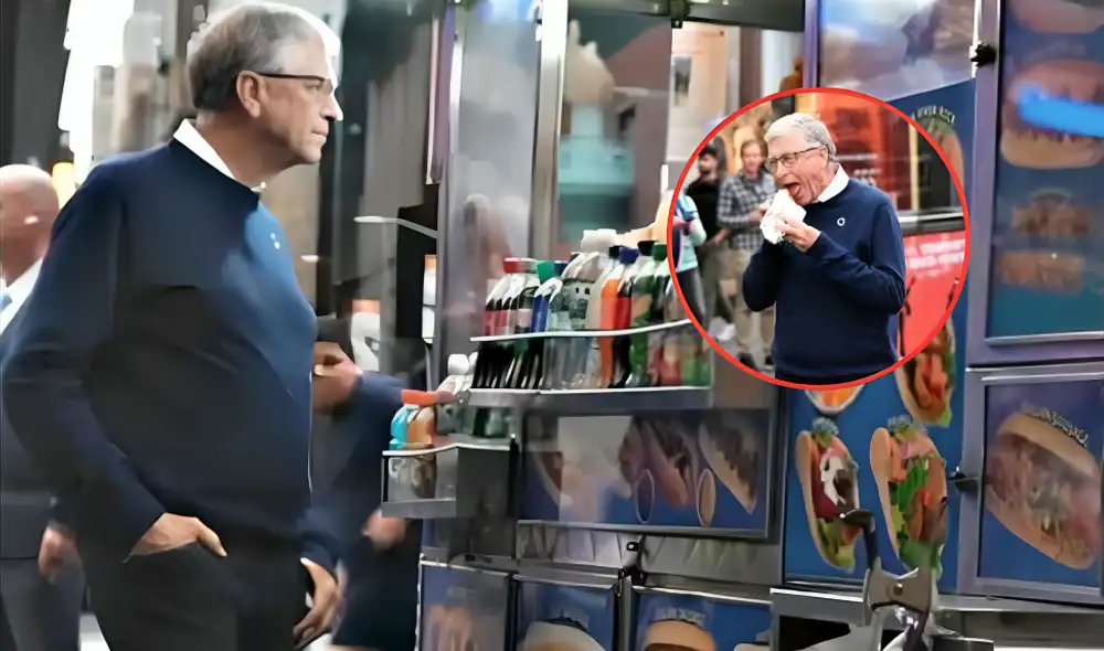El video comienza con Bill Gates de pie junto a un vendedor en la icónica zona peatonal de Nueva York. Foto: composición LR