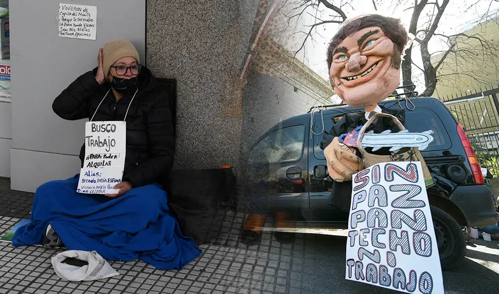 La pobreza en Argentina alcanza el 52,9%, según el INDEC. Esta cifra, la más alta en dos décadas, se refleja durante el primer semestre de 2024 tras un severo ajuste fiscal. Foto: composición LR/AFP