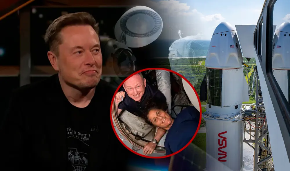 Los astronautas Barry Wilmore y Sunita Williams partieron para una misión de ocho días, pero un fallo los mantuvo cautivos. Foto: composición LR/NASA/SpaceX.