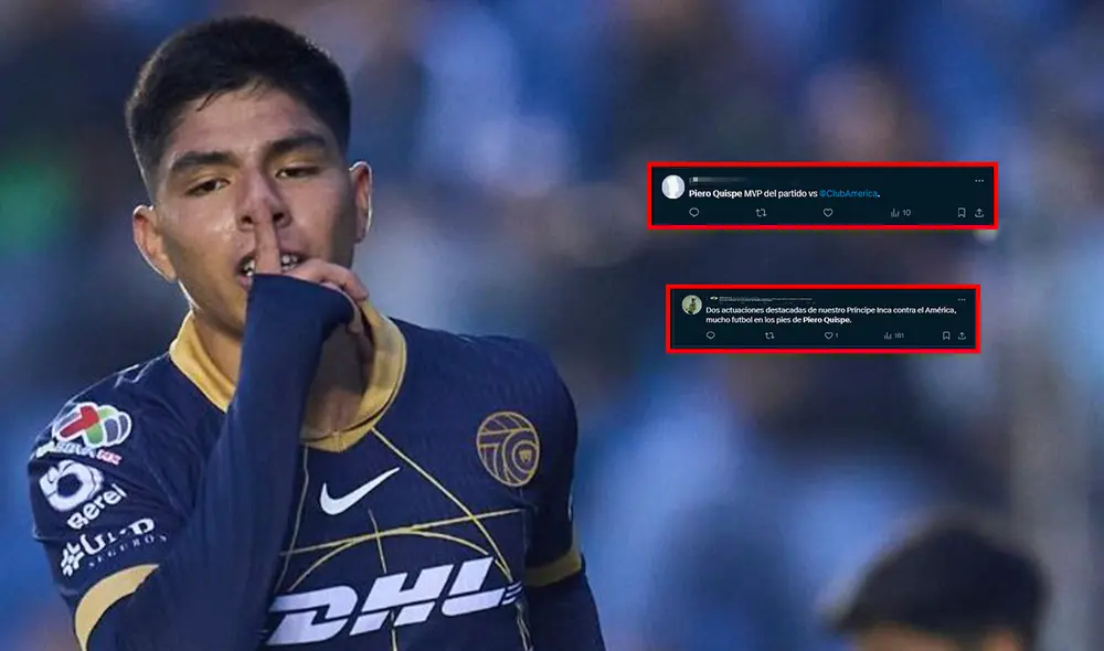 Piero Quispe arrancó como titular en la victoria de Pumas ante América. Foto: composición LR/difusión Piero Quispe arrancó como titular en la victoria de Pumas ante América. Foto: composición LR/difusión