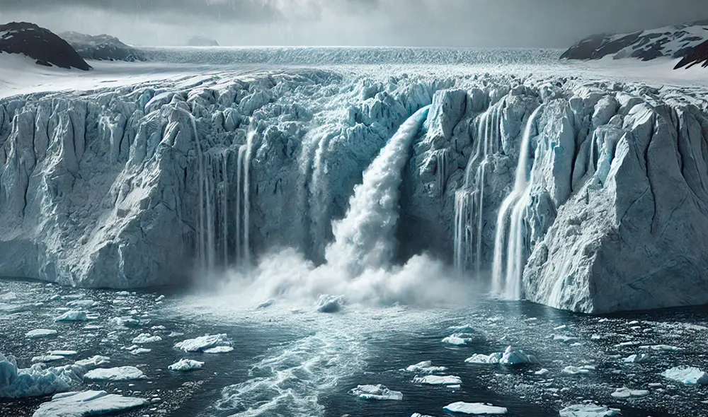 Si el deshielo continúa a la velocidad actual, podría elevar el nivel del mar en hasta 3,3 metros. Foto: IA ChatGPT Si el deshielo continúa a la velocidad actual, podría elevar el nivel del mar en hasta 3,3 metros. Foto: IA ChatGPT