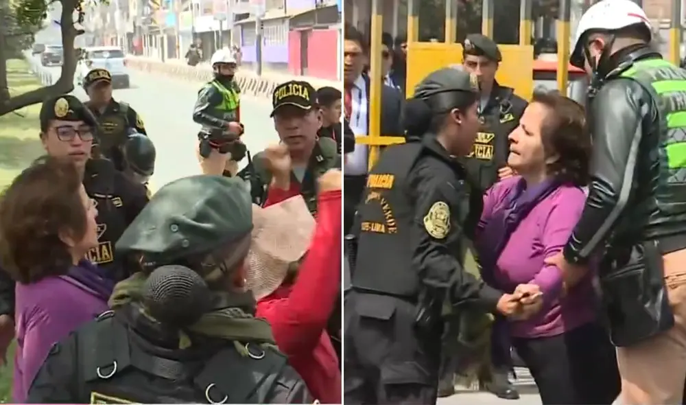 Durante la ceremonia, docentes protestaron por el abandono del Centro de Educación Técnico "Promae Rímac". Foto: captura Canal N