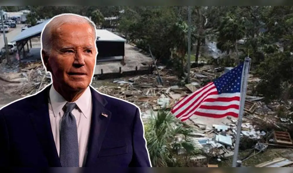 Joe Biden anunció nuevas medidas ante la catástrofe que significó el paso del huracán Helene. Foto: composición LR/AFP. Joe Biden anunció nuevas medidas ante la catástrofe que significó el paso del huracán Helene. Foto: composición LR/AFP.