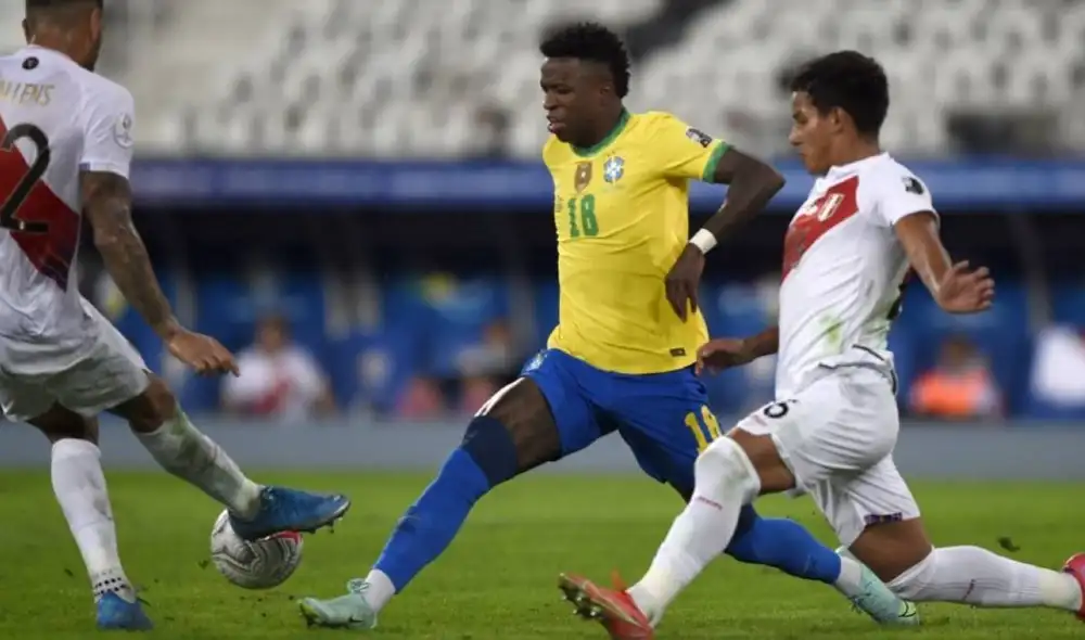 Vinícius salió sentido del último duelo del Real Madrid. Foto: Andina Vinícius salió sentido del último duelo del Real Madrid. Foto: Andina