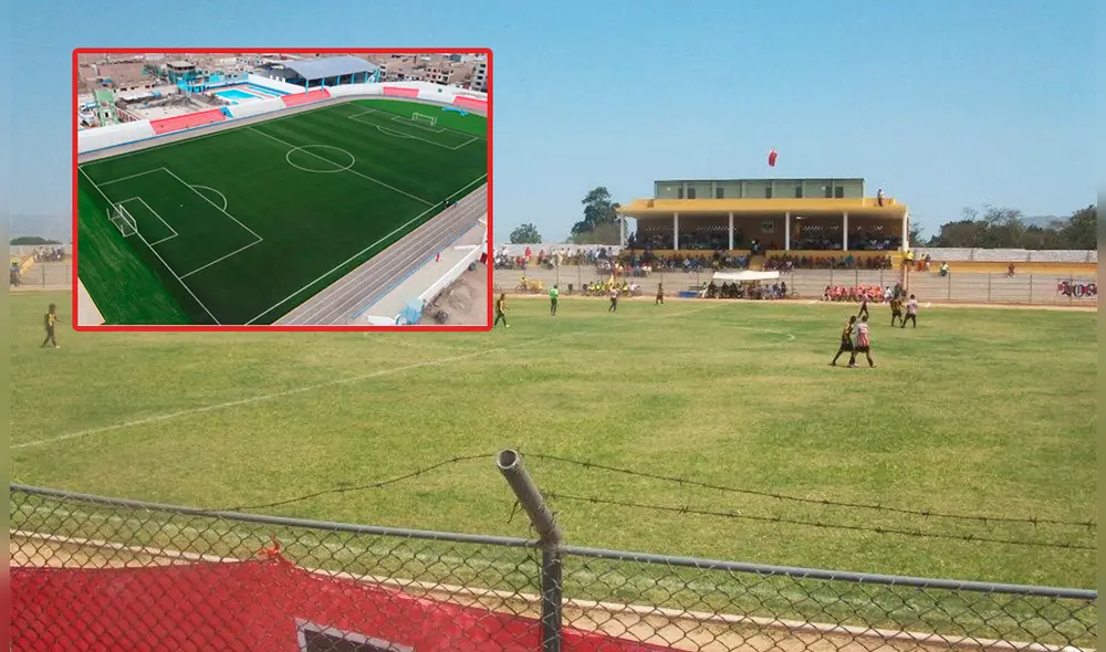Estadio de Huaral: un antes y un después. Foto: composición LR/difusión. Estadio de Huaral: un antes y un después. Foto: composición LR/difusión.