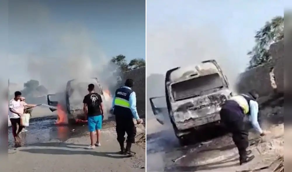 Vehículo quedó destruido después del ataque de extorsionadores. Foto: Captura América Noticias