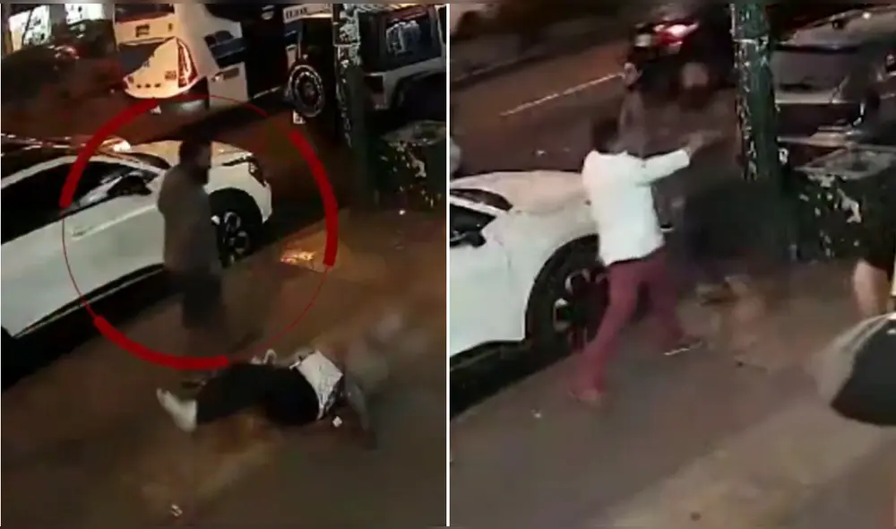 Hombre brasileño golpea a vecinos de Surquillo sin razón alguna. Foto: Captura America Noticias
