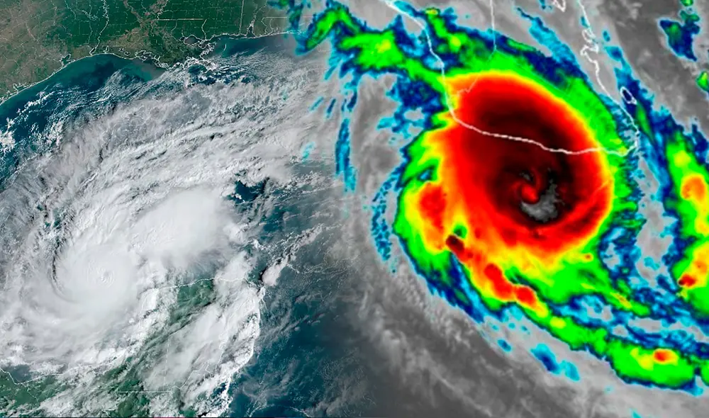 Las imágenes satelitales muestran que Milton se está moviendo hacia el noreste a una velocidad de 22 km/h. Foto: composición LR/BBC. Las imágenes satelitales muestran que Milton se está moviendo hacia el noreste a una velocidad de 22 km/h. Foto: composición LR/BBC.