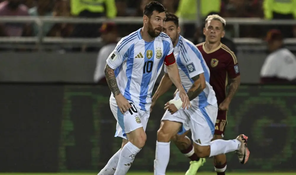Argentina enfrentó a Venezuela en Maturín por la novena fecha de las Eliminatorias. Foto: AFP