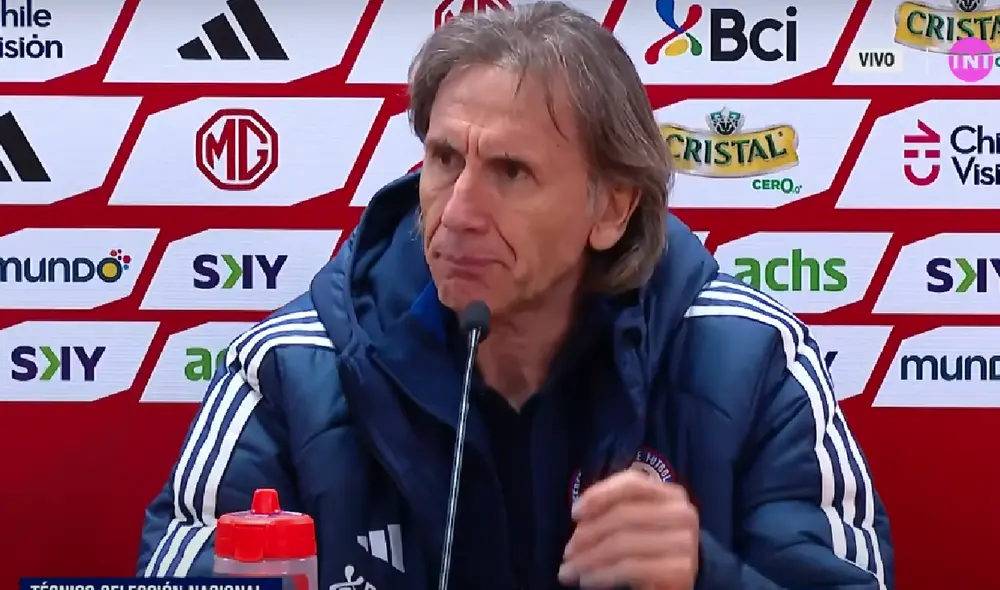 Ricardo Gareca dirigió su noveno partido con Chile. Foto: captura de TNT Sports