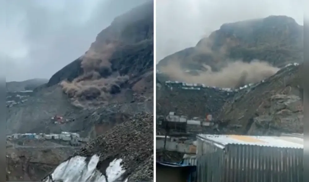 Cerro de la Mina La Rinconada colapsa. Foto: composición LR/difusión. Cerro de la Mina La Rinconada colapsa. Foto: composición LR/difusión.