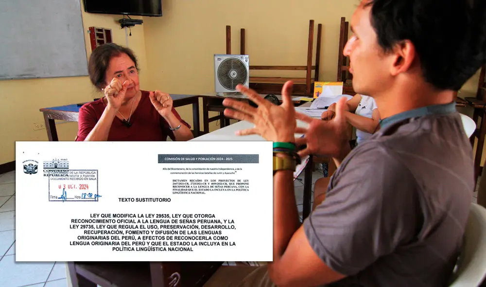 La comunidad sorda pidió a la presidenta Boluarte que la modificatoria de Ley 29535 sea devuelta al Congreso. Foto: composición LR/Virgilio Grajeda/LR