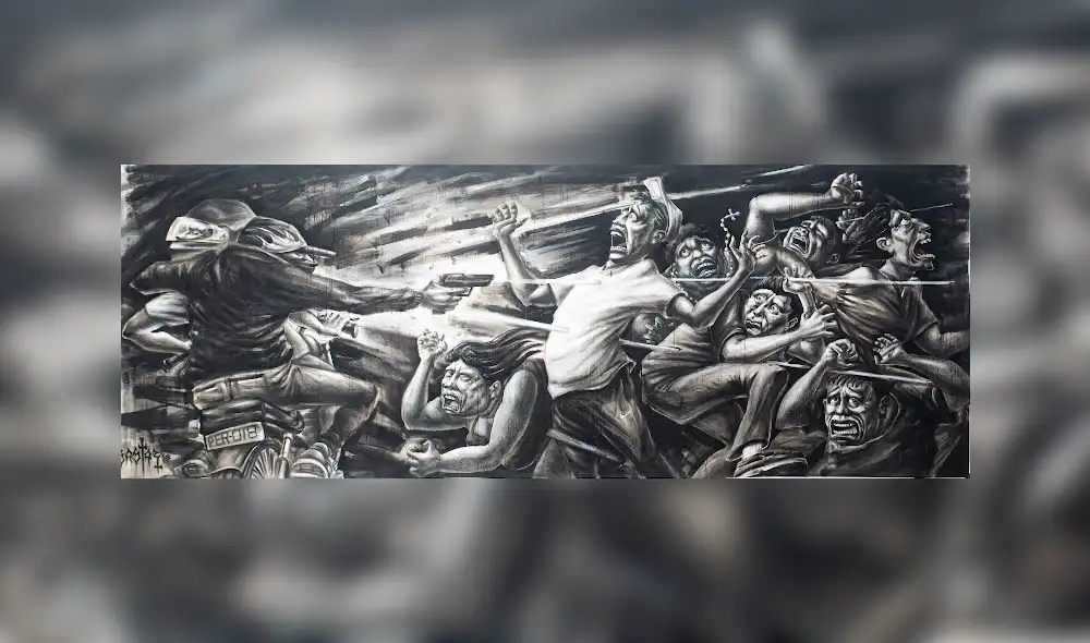 "El deleite de la muerte". 4 mt x 1.5 mt. Foto: Ricardo Gómez.