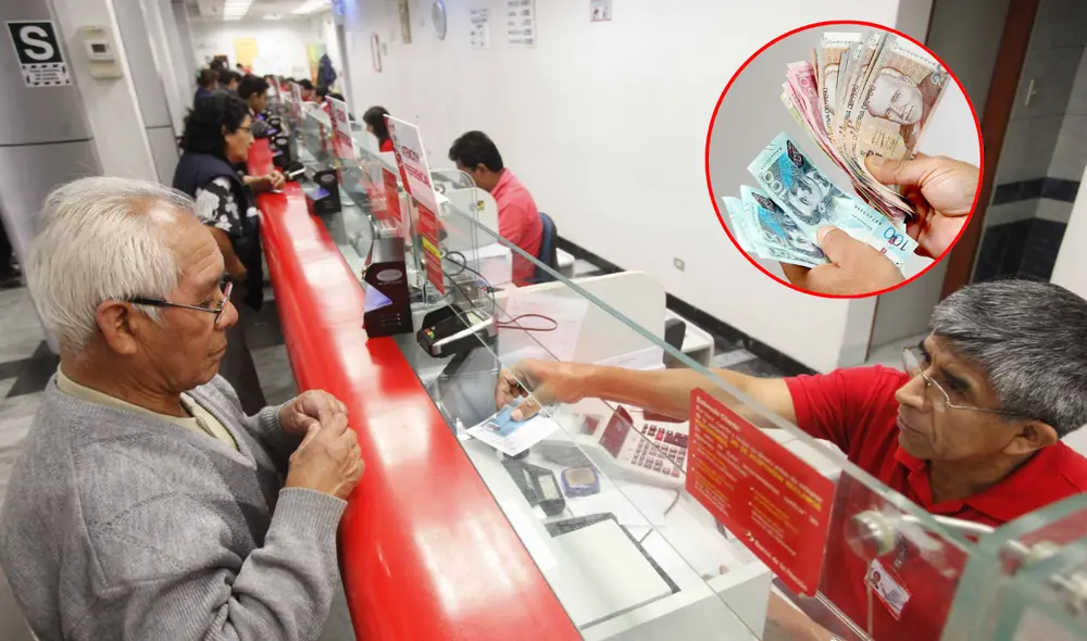 Personal del Banco de la Nación atendiendo a un adulto mayor. Foto: composición LR/Andina