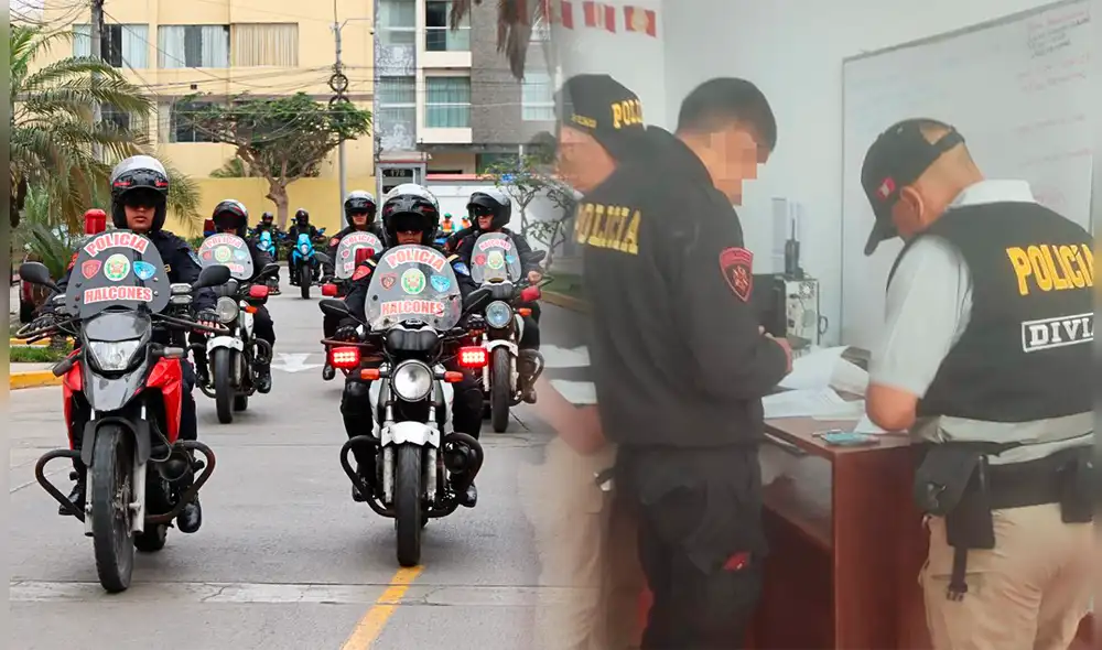 Policías motorizados de los "Halcones" son detenidos por presuntamente cobrar coima. Foto: composición LR/PNP/Municipalidad de San Miguel