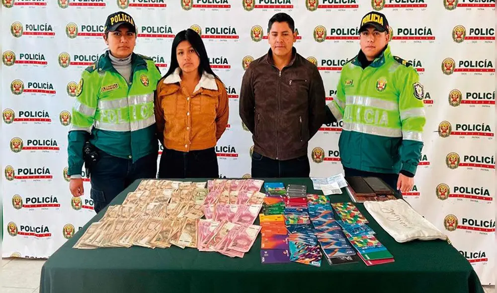 Puno. Pareja de bolivianos son investigados por el presunto delito de lavado de activos. Foto: PNP