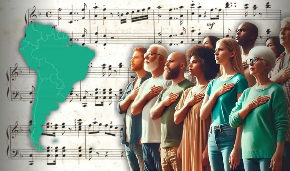 Este país tiene el himno nacional más bonito de Sudamérica, según la inteligencia artificial: superó a Perú y no está en español. Foto: composición LR / ChatGPT / Himno Nacional de Perú