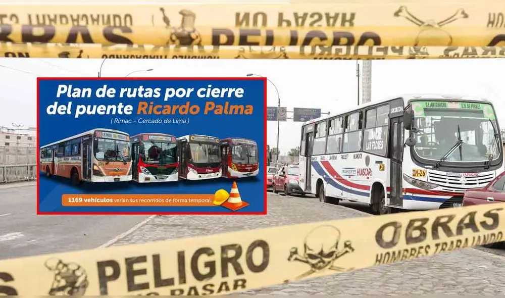 La Autoridad de Transporte Urbano (ATU) ha implementado desvíos por el cierre indefinido del puente Ricardo Palma, que conecta Rímac y Cercado de Lima. Foto: composición LR/ATU/Andina