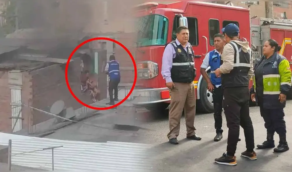 Los bomberos, junto al Serenazgo, controlaron las llamas y rescataron a varias personas, incluidos dos menores. Foto: composición LR/La República