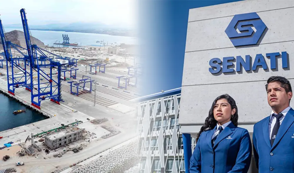 Megapuerto de Chancay en construcción y estudiantes del Senati. Foto: composición LR/Andina/Senati Megapuerto de Chancay en construcción y estudiantes del Senati. Foto: composición LR/Andina/Senati