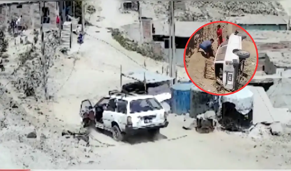 Auto salió disparado hacia terreno vacío en la zona de Jicamarca. Foto: Captura América Noticias