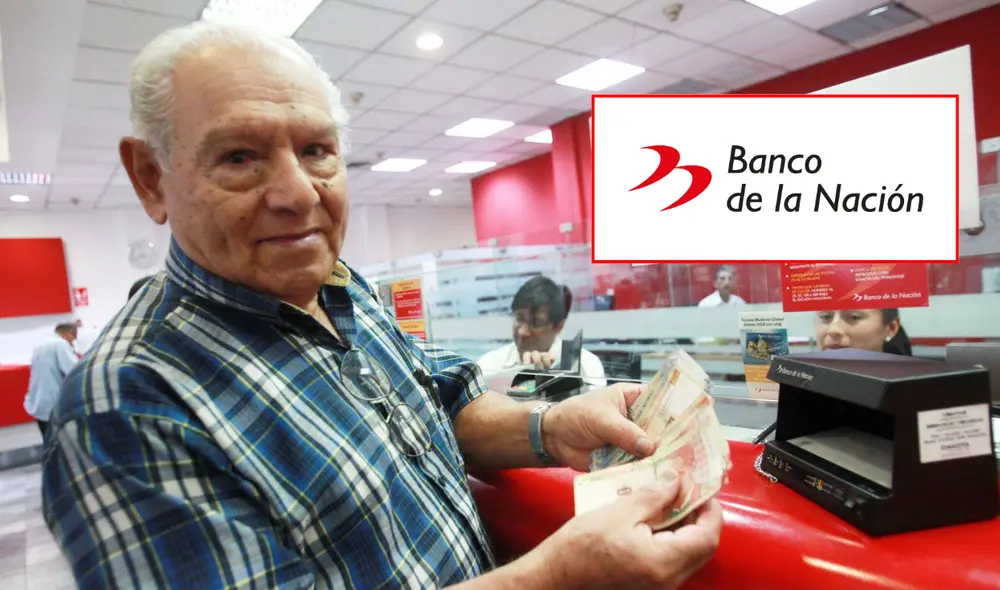 Adulto mayor cobrando su pensión en el Banco de la Nación. Foto: composición LR/Andina/Banco de la Nación