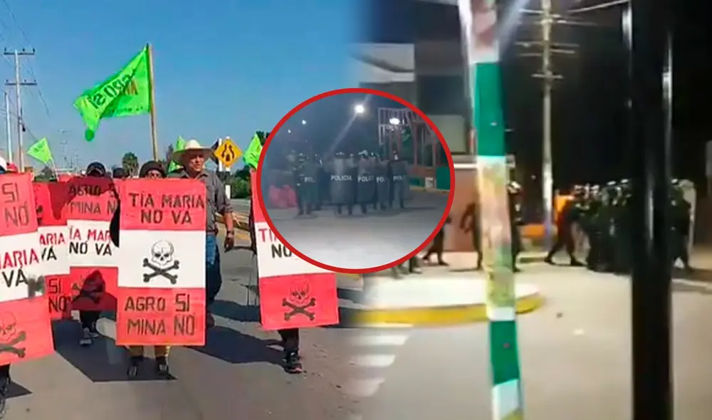 Enfrentamientos entre pobladores y PNP durante segundo día del paro de Tía María/Composición Luis Aguilar LR/Créditos: Wilder Pari / URPI-LR Enfrentamientos entre pobladores y PNP durante segundo día del paro de Tía María/Composición Luis Aguilar LR/Créditos: Wilder Pari / URPI-LR