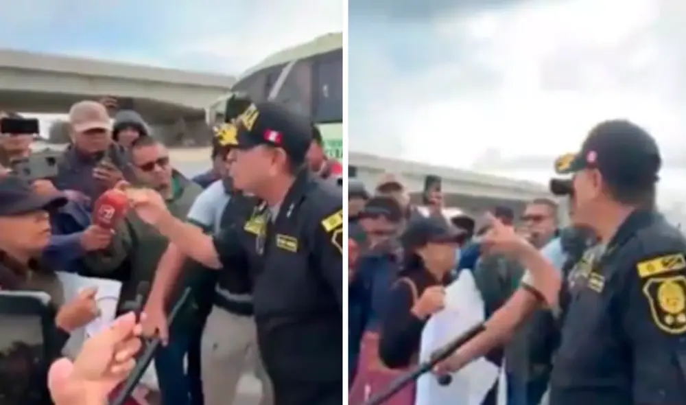 Jefe de la policía de Piura se enfrentó a los manifestantes durante paro nacional. Foto: difusión Jefe de la policía de Piura se enfrentó a los manifestantes durante paro nacional. Foto: difusión