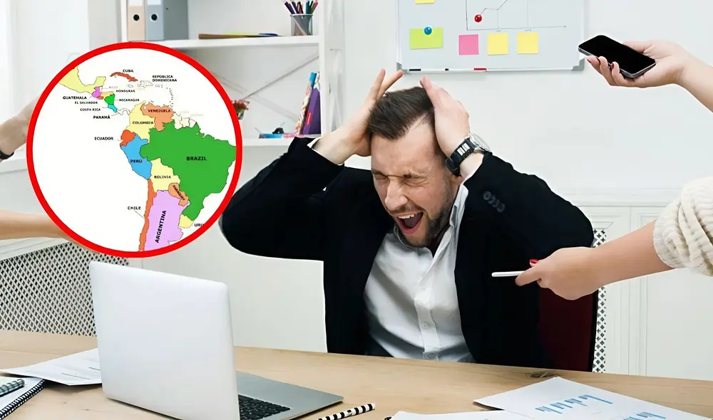 Perú ocupa el sexto lugar con un 48% de empleados que reportan niveles de estrés diario. Foto: composición LR Perú ocupa el sexto lugar con un 48% de empleados que reportan niveles de estrés diario. Foto: composición LR