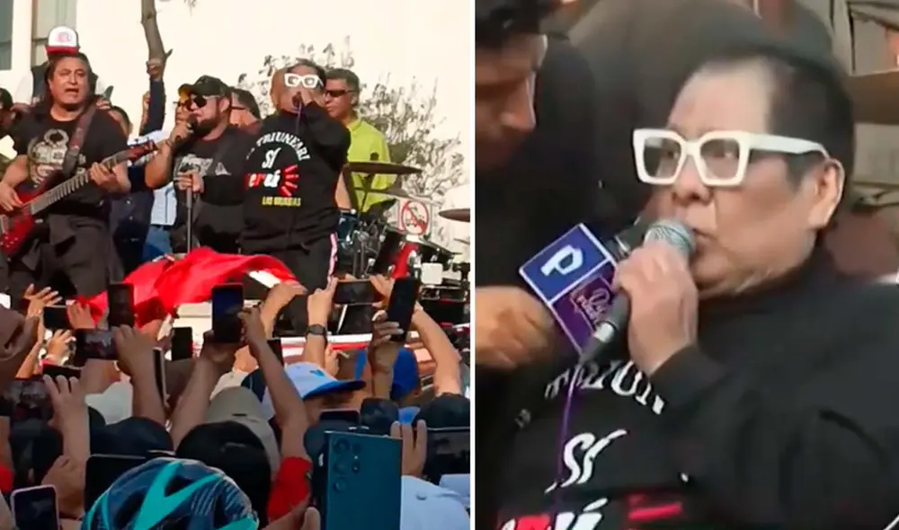 Cachuca y Los Mojarras se ganaron los aplausos de los manifestantes. Foto: Composición LR/Captura/Twitter/Captura/Panamericana TV