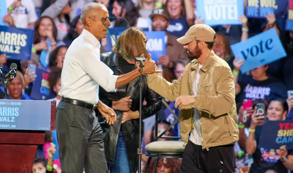Eminem tuvo la oportunidad de cantar junto al expresidente de los Estados Unidos. Foto: difusión Eminem tuvo la oportunidad de cantar junto al expresidente de los Estados Unidos. Foto: difusión