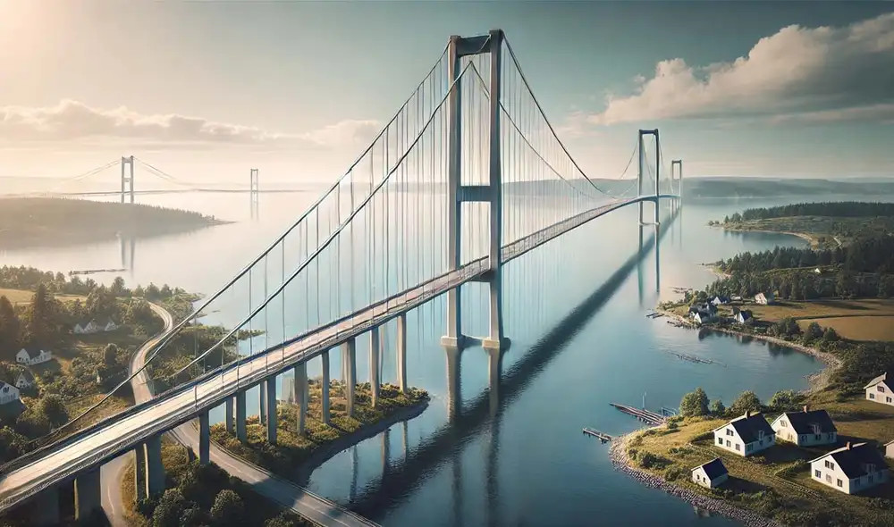 El proyecto, respaldado por la Unión Europea, tendrá un coste de 4.600 millones de euros y será resistente a terremotos y vientos fuertes, destacándose como símbolo de la ingeniería moderna. Foto: Dall E. El proyecto, respaldado por la Unión Europea, tendrá un coste de 4.600 millones de euros y será resistente a terremotos y vientos fuertes, destacándose como símbolo de la ingeniería moderna. Foto: Dall E.