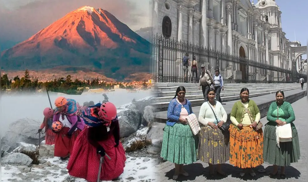 Montañistas bolivianas llegan a Arequipa para ascender el volcán Misti. Foto: composición LR/Inkafets/Clarín