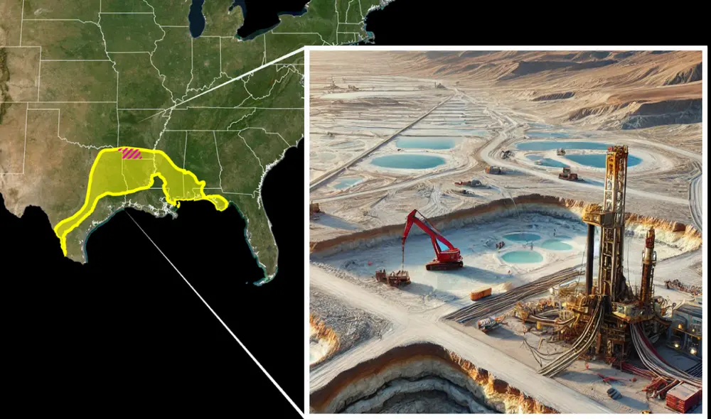 El yacimiento de litio está ubicado en Arkansas, al sur de Estados Unidos. Foto: composición LR / USGS / IA