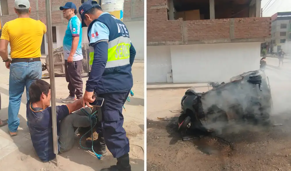 Vecinos de Ate habían detenido inicialmente a 3 presuntos delincuentes. atado a Foto: Serenazgo de Ate