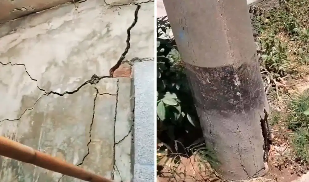 No solo existen daños en las viviendas, sino también en postes de alumbrado público. Foto: captura Almendra Ruesta/LR