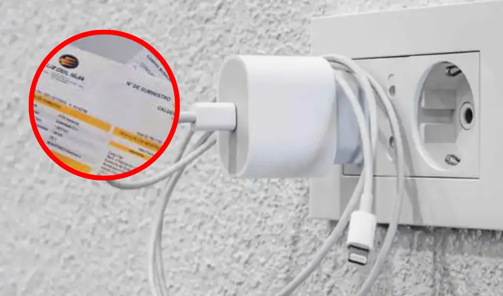 Se estima que un cargador de móvil consume en promedio entre 0.5 y 2 vatios de potencia cuando permanece enchufado.  Foto: Composición LR | El Español.