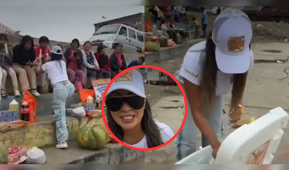 Pamela López sorprende en Villa María del Triunfo, llevando donativos y repartiendo marcianos. Foto: Composición LR/Instagram