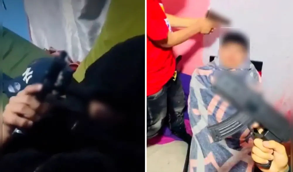 Menores son captados con armas de fuego. Foto: composición LR/difusión